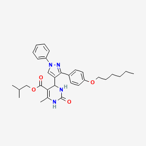 molecular formula C31H38N4O4 B12020980 Isobutyl 4-(3-(4-(hexyloxy)phenyl)-1-phenyl-1H-pyrazol-4-yl)-6-methyl-2-oxo-1,2,3,4-tetrahydropyrimidine-5-carboxylate CAS No. 618439-50-2
