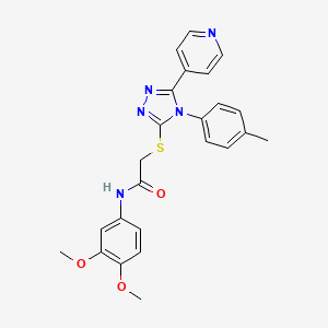 molecular formula C24H23N5O3S B12021034 N-(3,4-dimethoxyphenyl)-2-{[4-(4-methylphenyl)-5-(pyridin-4-yl)-4H-1,2,4-triazol-3-yl]sulfanyl}acetamide 