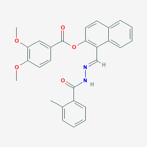 molecular formula C28H24N2O5 B12021041 1-(2-(2-Methylbenzoyl)carbohydrazonoyl)-2-naphthyl 3,4-dimethoxybenzoate CAS No. 767310-29-2