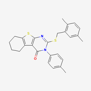 molecular formula C26H26N2OS2 B12021043 2-[(2,5-dimethylbenzyl)sulfanyl]-3-(4-methylphenyl)-5,6,7,8-tetrahydro[1]benzothieno[2,3-d]pyrimidin-4(3H)-one 