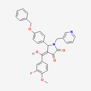 molecular formula C31H25FN2O5 B12021063 5-[4-(Benzyloxy)phenyl]-4-(3-fluoro-4-methoxybenzoyl)-3-hydroxy-1-(3-pyridinylmethyl)-1,5-dihydro-2H-pyrrol-2-one CAS No. 618074-73-0