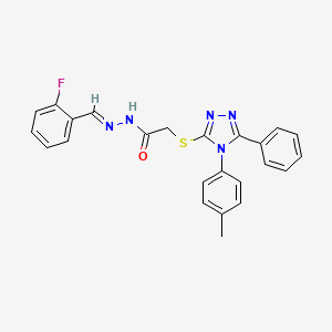 molecular formula C24H20FN5OS B12021086 N'-[(E)-(2-fluorophenyl)methylidene]-2-{[4-(4-methylphenyl)-5-phenyl-4H-1,2,4-triazol-3-yl]sulfanyl}acetohydrazide 