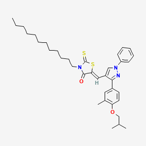molecular formula C36H47N3O2S2 B12021087 (5Z)-3-Dodecyl-5-{[3-(4-isobutoxy-3-methylphenyl)-1-phenyl-1H-pyrazol-4-YL]methylene}-2-thioxo-1,3-thiazolidin-4-one 