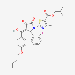 molecular formula C30H31FN2O6S B12021111 2-methylpropyl 2-{3-[(4-butoxyphenyl)carbonyl]-2-(2-fluorophenyl)-4-hydroxy-5-oxo-2,5-dihydro-1H-pyrrol-1-yl}-4-methyl-1,3-thiazole-5-carboxylate 