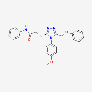 molecular formula C24H22N4O3S B12021266 2-{[4-(4-methoxyphenyl)-5-(phenoxymethyl)-4H-1,2,4-triazol-3-yl]sulfanyl}-N-phenylacetamide CAS No. 539808-69-0