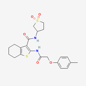 molecular formula C22H26N2O5S2 B12021270 N-(1,1-dioxidotetrahydrothiophen-3-yl)-2-{[(4-methylphenoxy)acetyl]amino}-4,5,6,7-tetrahydro-1-benzothiophene-3-carboxamide 