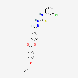 molecular formula C24H22ClN3O3S B12021338 4-(2-((3-Chloroanilino)carbothioyl)carbohydrazonoyl)phenyl 4-propoxybenzoate CAS No. 767313-95-1