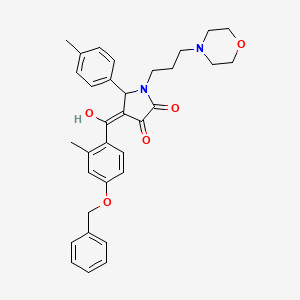 molecular formula C33H36N2O5 B12021345 (4E)-4-{[4-(benzyloxy)-2-methylphenyl](hydroxy)methylidene}-5-(4-methylphenyl)-1-[3-(morpholin-4-yl)propyl]pyrrolidine-2,3-dione 