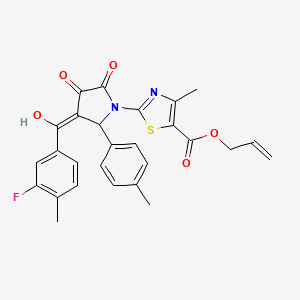 molecular formula C27H23FN2O5S B12021366 Allyl 2-[3-(3-fluoro-4-methylbenzoyl)-4-hydroxy-2-(4-methylphenyl)-5-oxo-2,5-dihydro-1H-pyrrol-1-YL]-4-methyl-1,3-thiazole-5-carboxylate 