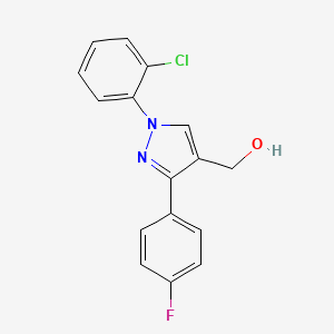 molecular formula C16H12ClFN2O B12021368 (1-(2-Chlorophenyl)-3-(4-fluorophenyl)-1H-pyrazol-4-YL)methanol 