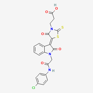 molecular formula C22H16ClN3O5S2 B12021383 3-[(5Z)-5-[1-[2-(4-chloroanilino)-2-oxoethyl]-2-oxoindol-3-ylidene]-4-oxo-2-sulfanylidene-1,3-thiazolidin-3-yl]propanoic acid 