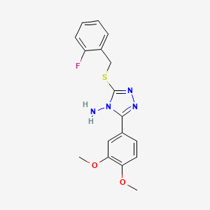 molecular formula C17H17FN4O2S B12021386 3-(3,4-Dimethoxyphenyl)-5-((2-fluorobenzyl)thio)-4H-1,2,4-triazol-4-ylamine CAS No. 577963-05-4
