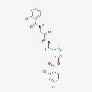 molecular formula C23H16Cl3N3O4 B12021428 3-(2-(((2-Chlorobenzoyl)amino)AC)carbohydrazonoyl)phenyl 2,4-dichlorobenzoate CAS No. 767332-47-8