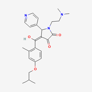 molecular formula C25H31N3O4 B12021440 (4E)-1-[2-(dimethylamino)ethyl]-4-{hydroxy[2-methyl-4-(2-methylpropoxy)phenyl]methylidene}-5-(pyridin-4-yl)pyrrolidine-2,3-dione 
