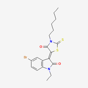 molecular formula C19H21BrN2O2S2 B12021475 5-(5-Bromo-1-ethyl-2-oxoindolin-3-ylidene)-3-hexyl-2-thioxothiazolidin-4-one CAS No. 617697-82-2