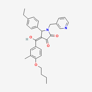 molecular formula C30H32N2O4 B12021491 (4E)-4-[(4-butoxy-3-methylphenyl)(hydroxy)methylidene]-5-(4-ethylphenyl)-1-(pyridin-3-ylmethyl)pyrrolidine-2,3-dione 