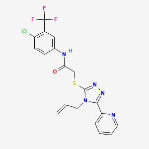 molecular formula C19H15ClF3N5OS B12021528 N-[4-chloro-3-(trifluoromethyl)phenyl]-2-{[4-(prop-2-en-1-yl)-5-(pyridin-2-yl)-4H-1,2,4-triazol-3-yl]sulfanyl}acetamide CAS No. 587004-42-0