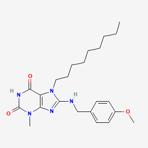 molecular formula C23H33N5O3 B12021553 8-((4-Methoxybenzyl)amino)-3-methyl-7-nonyl-3,7-dihydro-1H-purine-2,6-dione 