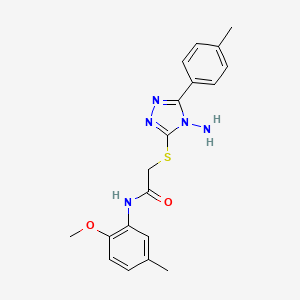 molecular formula C19H21N5O2S B12021580 2-{[4-amino-5-(4-methylphenyl)-4H-1,2,4-triazol-3-yl]sulfanyl}-N-(2-methoxy-5-methylphenyl)acetamide 