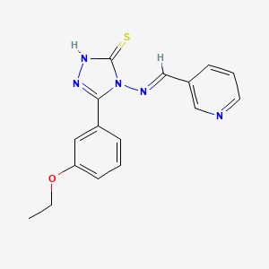 molecular formula C16H15N5OS B12021592 5-(3-Ethoxyphenyl)-4-((pyridin-3-ylmethylene)amino)-4H-1,2,4-triazole-3-thiol CAS No. 613249-48-2