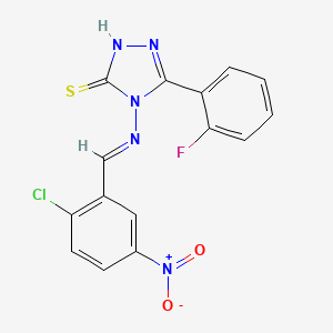 molecular formula C15H9ClFN5O2S B12021601 4-((2-Chloro-5-nitrobenzylidene)amino)-3-(2-fluorophenyl)-1H-1,2,4-triazole-5(4H)-thione CAS No. 578749-48-1