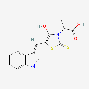 molecular formula C15H12N2O3S2 B12021607 2-(5-(1H-Indol-3-ylmethylene)-4-oxo-2-thioxo-1,3-thiazolidin-3-YL)propanoic acid 