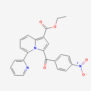 molecular formula C23H17N3O5 B12021621 Ethyl 3-(4-nitrobenzoyl)-5-(2-pyridinyl)-1-indolizinecarboxylate CAS No. 252201-19-7