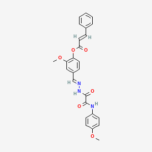 molecular formula C26H23N3O6 B12021629 2-Meo-4-(2-((4-methoxyanilino)(oxo)AC)carbohydrazonoyl)phenyl 3-phenylacrylate CAS No. 769147-75-3