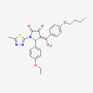 molecular formula C26H27N3O5S B12021637 4-(4-Butoxybenzoyl)-5-(4-ethoxyphenyl)-3-hydroxy-1-(5-methyl-1,3,4-thiadiazol-2-YL)-1,5-dihydro-2H-pyrrol-2-one CAS No. 609795-75-7