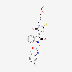 molecular formula C26H27N3O4S2 B12021655 N-(2,5-dimethylphenyl)-2-{(3Z)-3-[3-(3-ethoxypropyl)-4-oxo-2-thioxo-1,3-thiazolidin-5-ylidene]-2-oxo-2,3-dihydro-1H-indol-1-yl}acetamide 