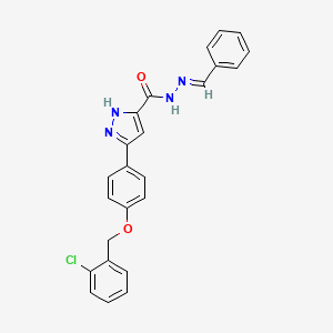 molecular formula C24H19ClN4O2 B12021710 N'-Benzylidene-3-(4-((2-chlorobenzyl)oxy)phenyl)-1H-pyrazole-5-carbohydrazide CAS No. 634897-20-4