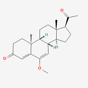molecular formula C22H30O3 B1202173 (8S,9R,10S,13S,14S,17S)-17-acetyl-6-methoxy-10,13-dimethyl-1,2,8,9,11,12,14,15,16,17-decahydrocyclopenta[a]phenanthren-3-one CAS No. 4136-08-7