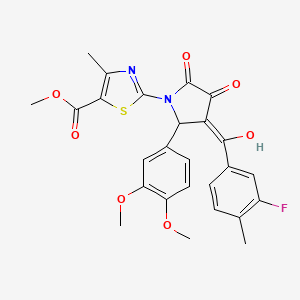 molecular formula C26H23FN2O7S B12021758 methyl 2-[2-(3,4-dimethoxyphenyl)-3-(3-fluoro-4-methylbenzoyl)-4-hydroxy-5-oxo-2,5-dihydro-1H-pyrrol-1-yl]-4-methyl-1,3-thiazole-5-carboxylate 