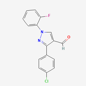 molecular formula C16H10ClFN2O B12021789 3-(4-Chlorophenyl)-1-(2-fluorophenyl)-1H-pyrazole-4-carbaldehyde 