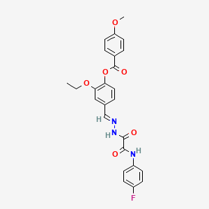 molecular formula C25H22FN3O6 B12021833 [2-ethoxy-4-[(E)-[[2-(4-fluoroanilino)-2-oxoacetyl]hydrazinylidene]methyl]phenyl] 4-methoxybenzoate CAS No. 765910-58-5