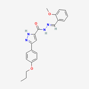 molecular formula C21H22N4O3 B12021840 N'-(2-Methoxybenzylidene)-3-(4-propoxyphenyl)-1H-pyrazole-5-carbohydrazide 
