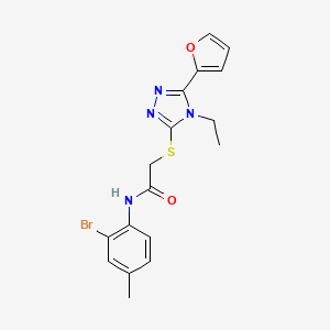 molecular formula C17H17BrN4O2S B12021875 N-(2-bromo-4-methylphenyl)-2-{[4-ethyl-5-(furan-2-yl)-4H-1,2,4-triazol-3-yl]sulfanyl}acetamide CAS No. 575469-28-2