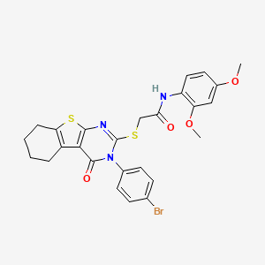 molecular formula C26H24BrN3O4S2 B12021894 2-{[3-(4-bromophenyl)-4-oxo-3,4,5,6,7,8-hexahydro[1]benzothieno[2,3-d]pyrimidin-2-yl]sulfanyl}-N-(2,4-dimethoxyphenyl)acetamide 