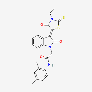 molecular formula C23H21N3O3S2 B12021897 N-(2,4-dimethylphenyl)-2-[(3Z)-3-(3-ethyl-4-oxo-2-thioxo-1,3-thiazolidin-5-ylidene)-2-oxo-2,3-dihydro-1H-indol-1-yl]acetamide CAS No. 617694-09-4