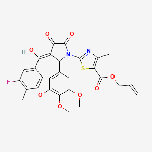 molecular formula C29H27FN2O8S B12021968 Allyl 2-[3-(3-fluoro-4-methylbenzoyl)-4-hydroxy-5-oxo-2-(3,4,5-trimethoxyphenyl)-2,5-dihydro-1H-pyrrol-1-YL]-4-methyl-1,3-thiazole-5-carboxylate 