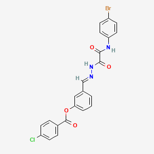 molecular formula C22H15BrClN3O4 B12021992 3-(2-((4-Bromoanilino)(oxo)acetyl)carbohydrazonoyl)phenyl 4-chlorobenzoate CAS No. 764655-63-2
