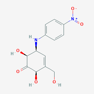 molecular formula C13H14N2O6 B1202200 (2R,5S,6S)-2,6-dihydroxy-3-(hydroxymethyl)-5-(4-nitroanilino)cyclohex-3-en-1-one CAS No. 92587-08-1