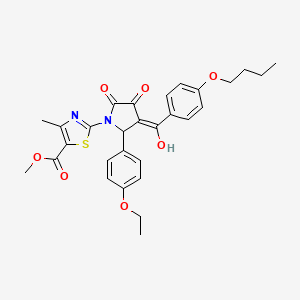 molecular formula C29H30N2O7S B12022005 Methyl 2-(3-(4-butoxybenzoyl)-2-(4-ethoxyphenyl)-4-hydroxy-5-oxo-2,5-dihydro-1H-pyrrol-1-YL)-4-methyl-1,3-thiazole-5-carboxylate CAS No. 618071-76-4