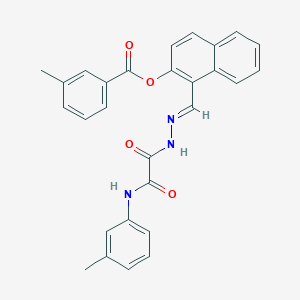molecular formula C28H23N3O4 B12022065 1-(2-(Oxo(3-toluidino)acetyl)carbohydrazonoyl)-2-naphthyl 3-methylbenzoate CAS No. 765275-90-9