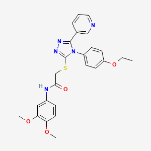 molecular formula C25H25N5O4S B12022074 N-(3,4-dimethoxyphenyl)-2-{[4-(4-ethoxyphenyl)-5-(pyridin-3-yl)-4H-1,2,4-triazol-3-yl]sulfanyl}acetamide 