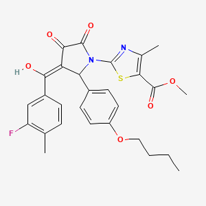 molecular formula C28H27FN2O6S B12022093 methyl 2-{2-(4-butoxyphenyl)-3-[(3-fluoro-4-methylphenyl)carbonyl]-4-hydroxy-5-oxo-2,5-dihydro-1H-pyrrol-1-yl}-4-methyl-1,3-thiazole-5-carboxylate 