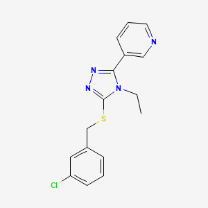 molecular formula C16H15ClN4S B12022098 3-(5-((3-Chlorobenzyl)thio)-4-ethyl-4H-1,2,4-triazol-3-yl)pyridine CAS No. 618426-63-4