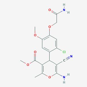 6-amino-4-[4-(2-amino-2-oxoethoxy)-2-chloro-5-methoxyphenyl]-5-cyano-2-methyl-4H-pyran-3-carboxylic acid methyl ester
