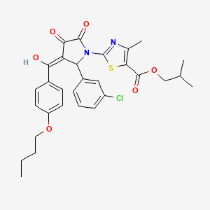molecular formula C30H31ClN2O6S B12022187 2-methylpropyl 2-{3-[(4-butoxyphenyl)carbonyl]-2-(3-chlorophenyl)-4-hydroxy-5-oxo-2,5-dihydro-1H-pyrrol-1-yl}-4-methyl-1,3-thiazole-5-carboxylate 