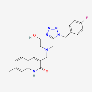 3-[[[1-[(4-fluorophenyl)methyl]-5-tetrazolyl]methyl-(2-hydroxyethyl)amino]methyl]-7-methyl-1H-quinolin-2-one